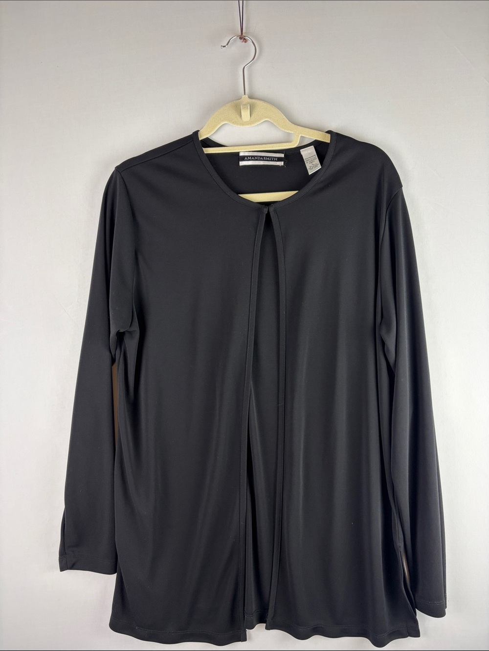 Amanda Smith Black Open-Front Long Sleeve Cardigan